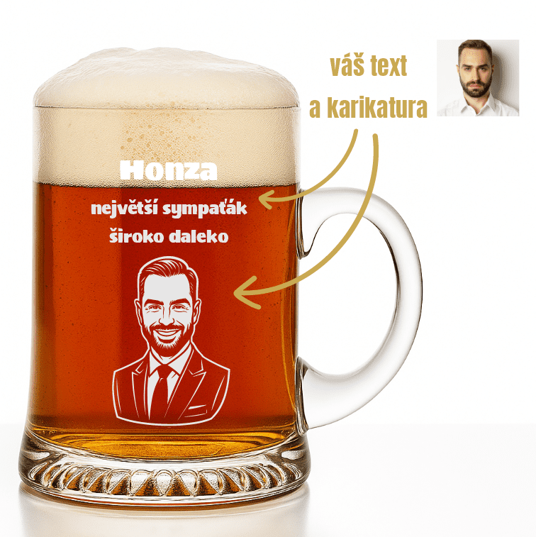 Dekorant Ručně foukaný půllitr s karikaturou z fotky 500 ml 1KS