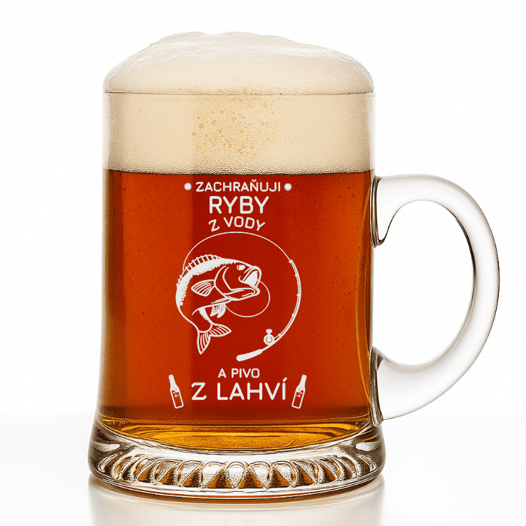 Dekorant Ručně foukaný půllitr pro rybáře 500 ml 1KS