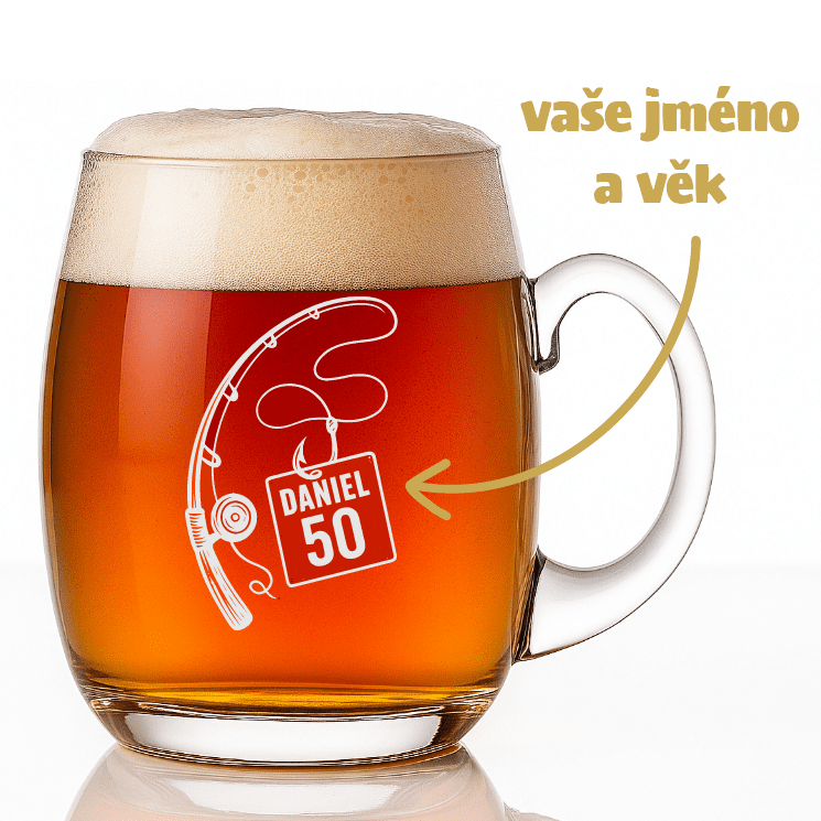 Dekorant Ručně foukaná pivní sklenice pro rybáře 650 ml 1KS