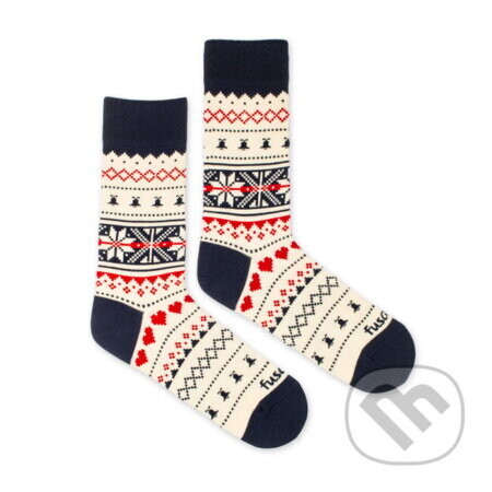 Ponožky Vianočná výšivka biele - Fusakle.sk