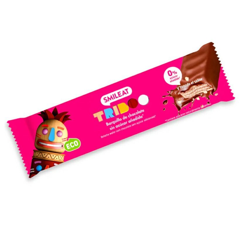 Smileat BIO celozrnná oplatka s kakaovou náplní v čokoládové polevě s agáve inulinem, 40 g