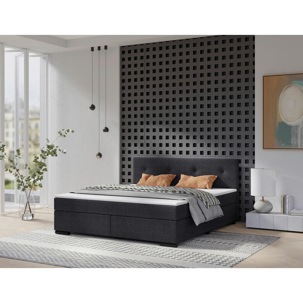 MID.YOU POSTEL BOXSPRING, 160/220 cm, antracitová