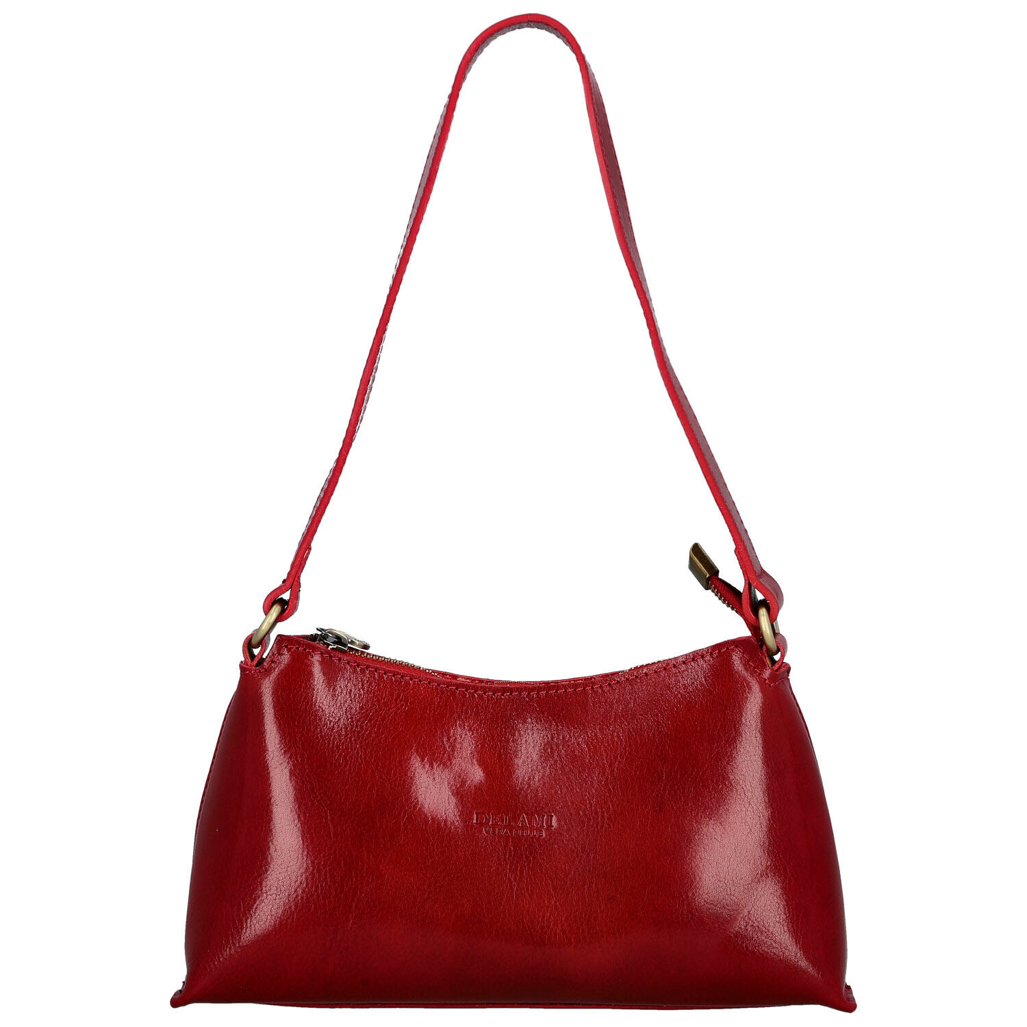 Dámská kožená kabelka na rameno červená - Delami Vera Pelle Araxi červená