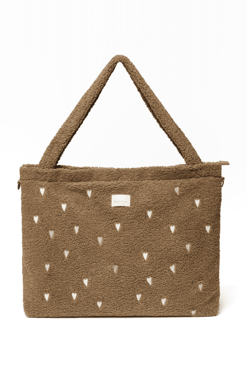 STUDIO NOOS Teddy Hearts Diaper Bag - přebalovací taška l Brown Hearts