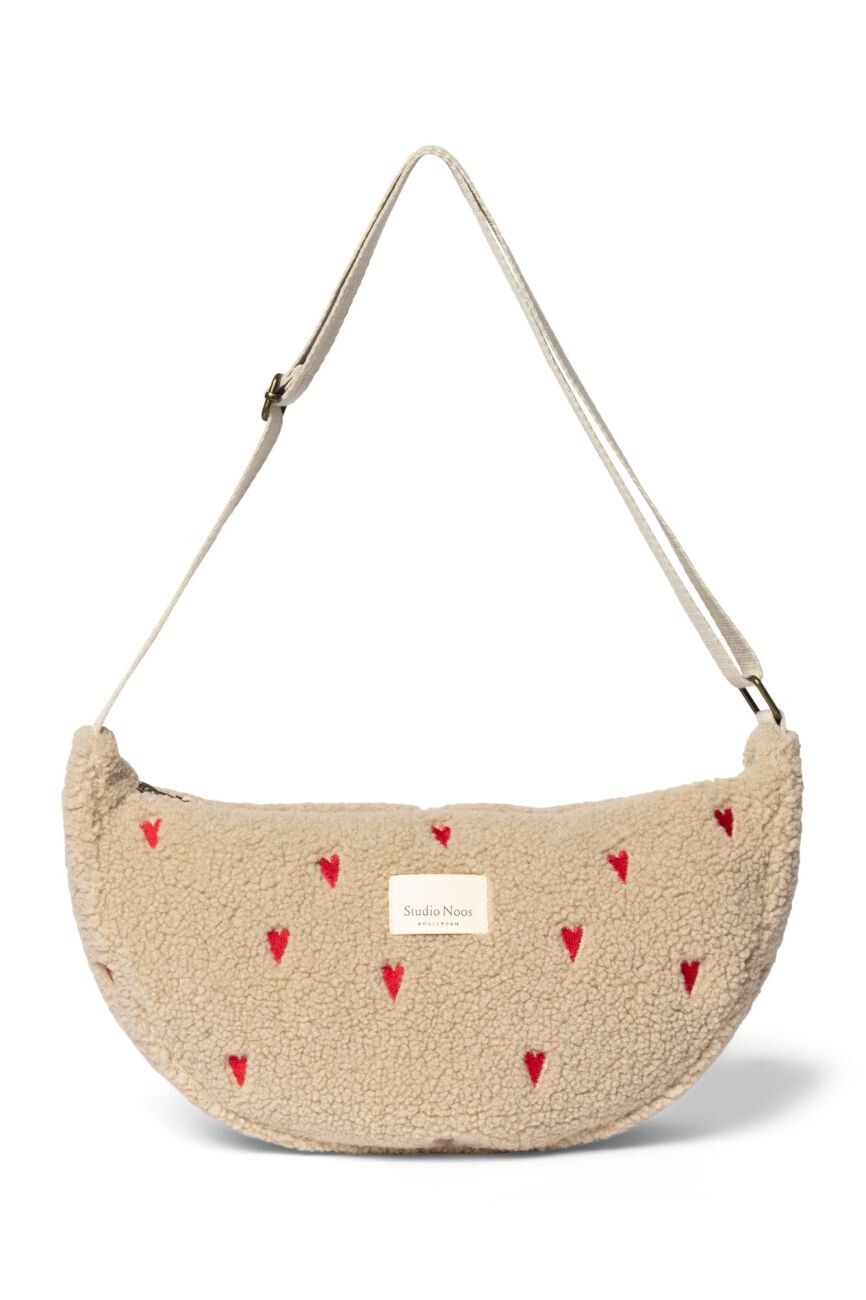 STUDIO NOOS Teddy Hearts Adult Fanny Pack - taška l Ecru Hearts