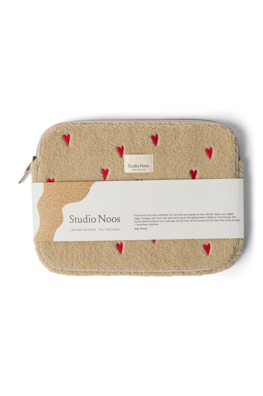 STUDIO NOOS Teddy Hearts Obal na Laptop 13 Inch l Ecru Hearts
