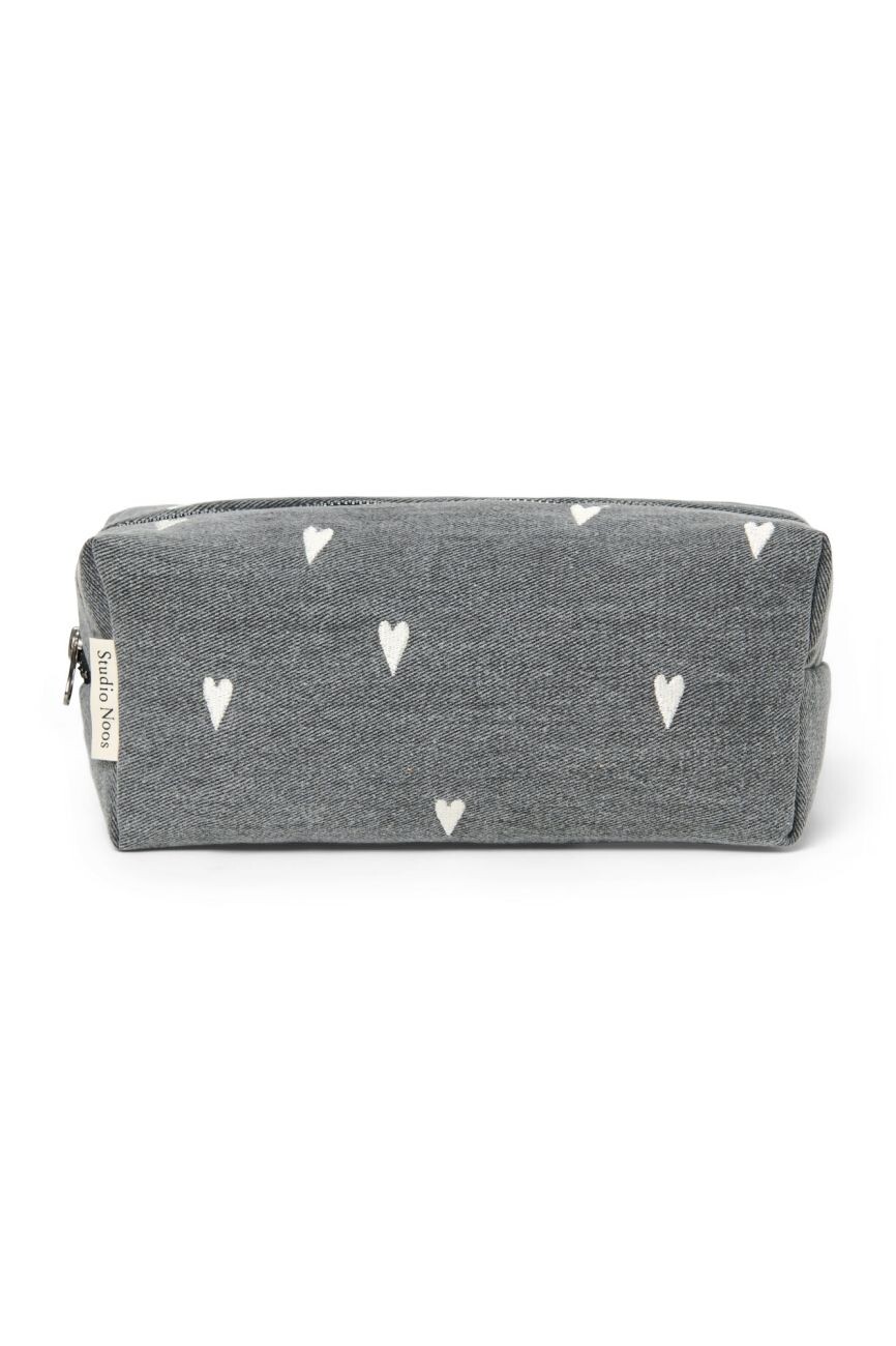 STUDIO NOOS Denim Pouch l Grey Hearts