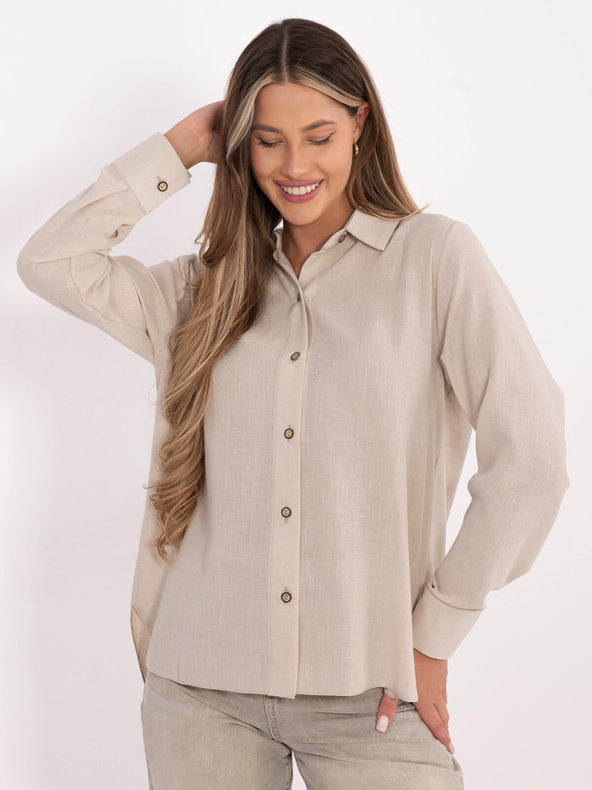 Béžová jednobarevná košile
