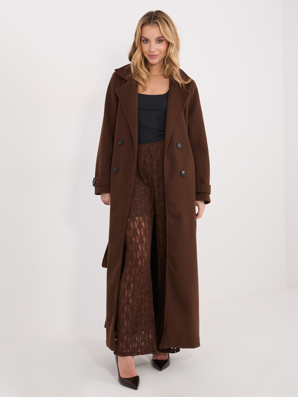 Hnědé krajkové kalhoty