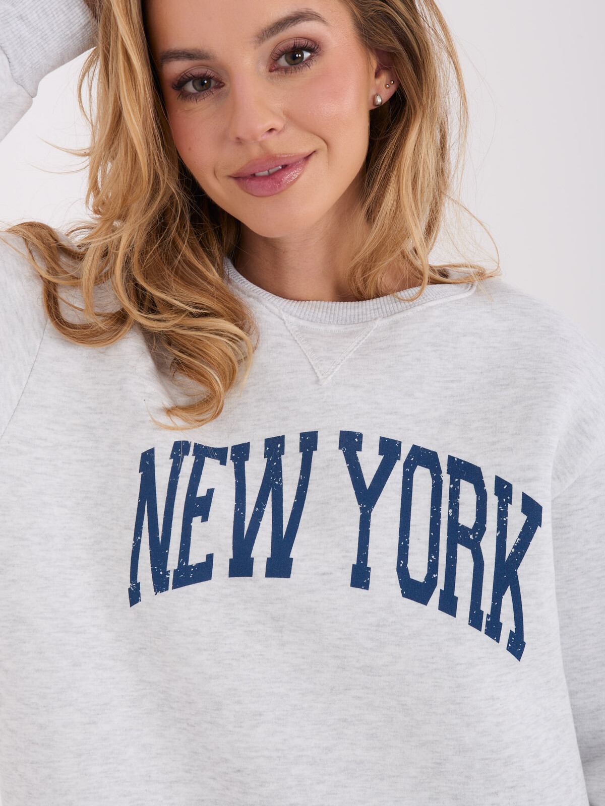 Světle šedá mikina New York