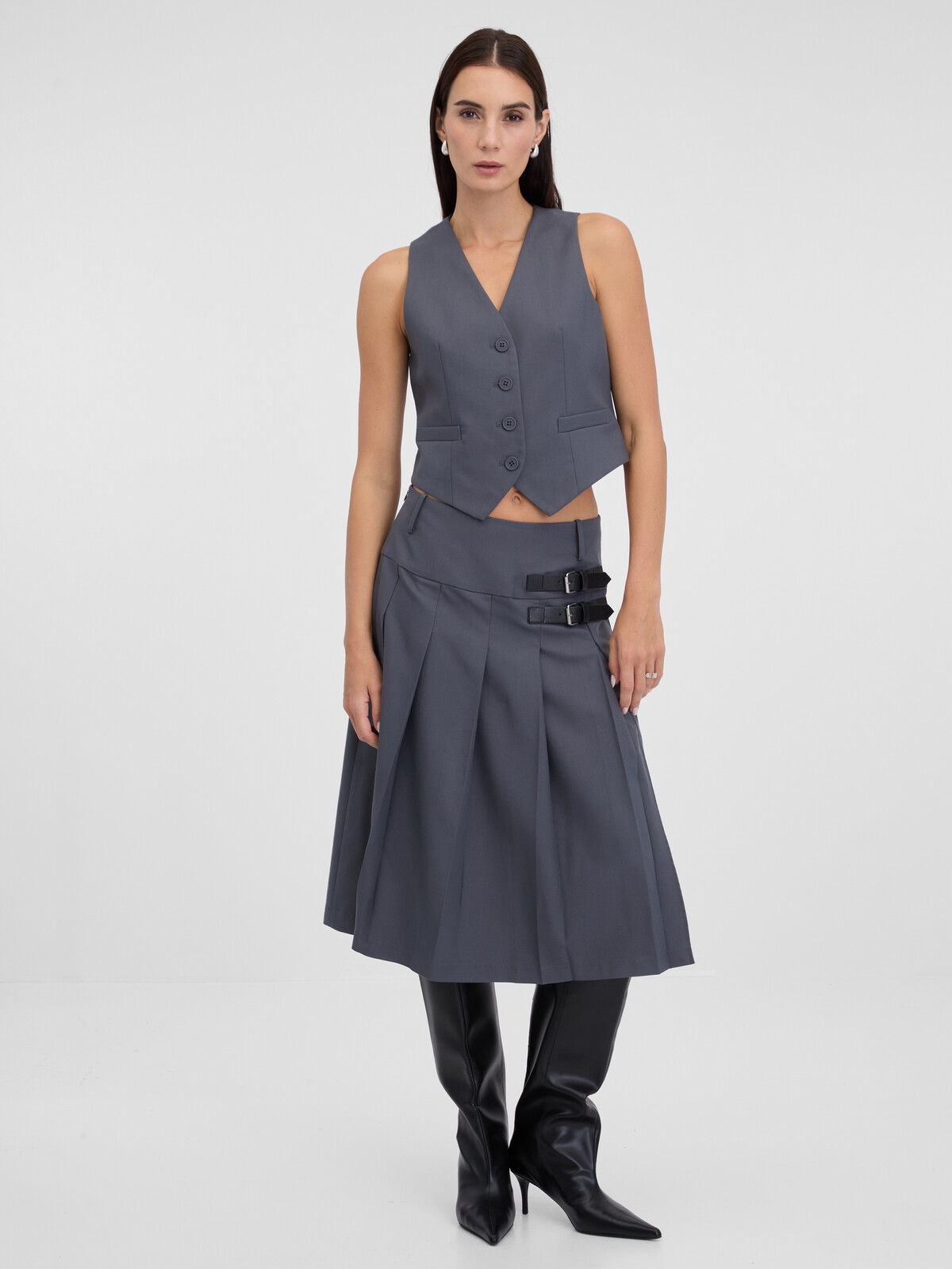 Šedá dámská midi sukně ORSAY