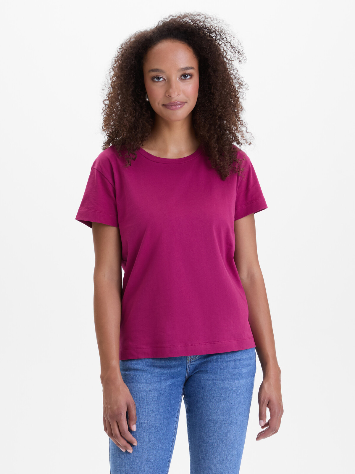 Tmavorůžové dámské tričko s krátkým rukávem