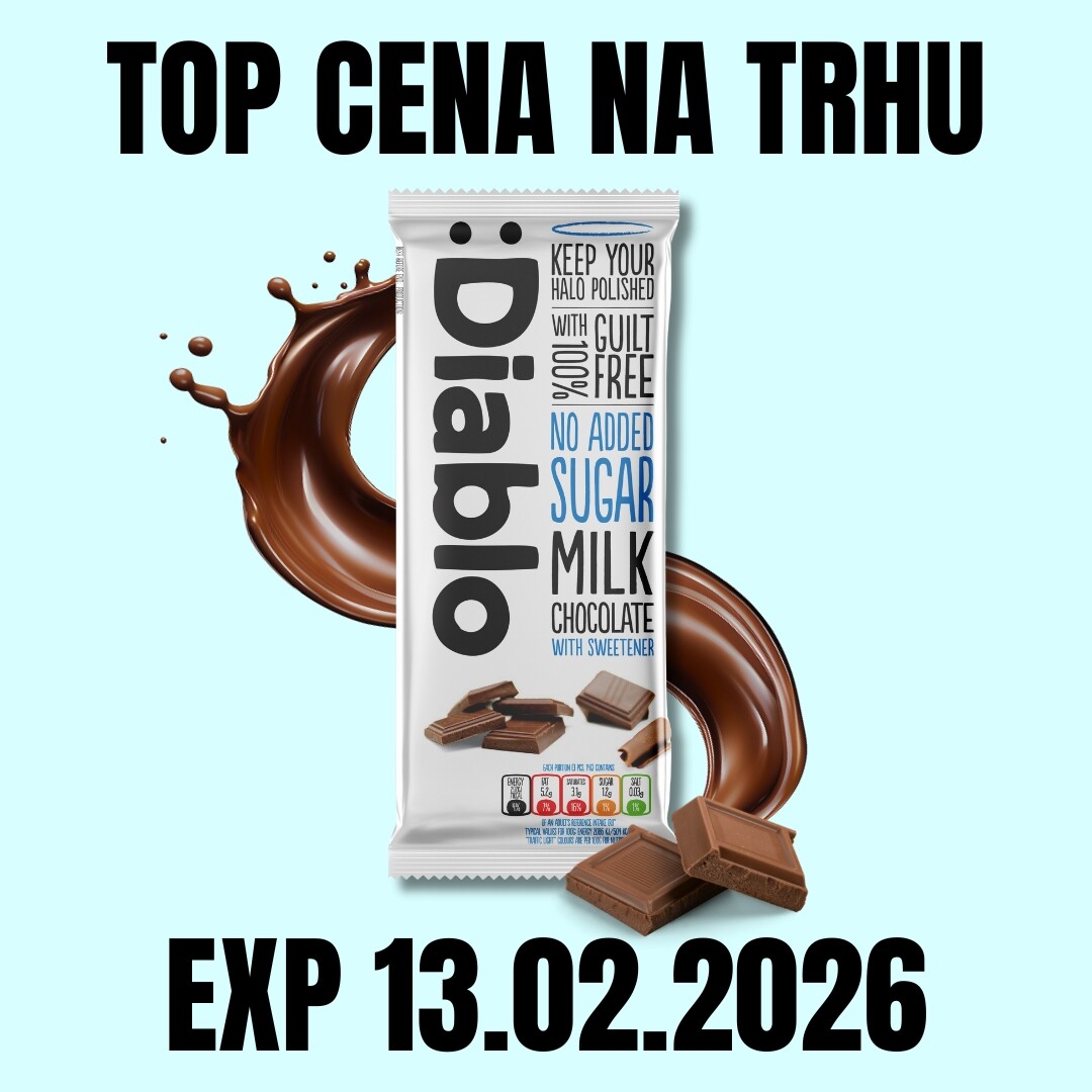 DIABLO Mléčná čokoláda se sladidlem 85 g EXP 13.02.2026