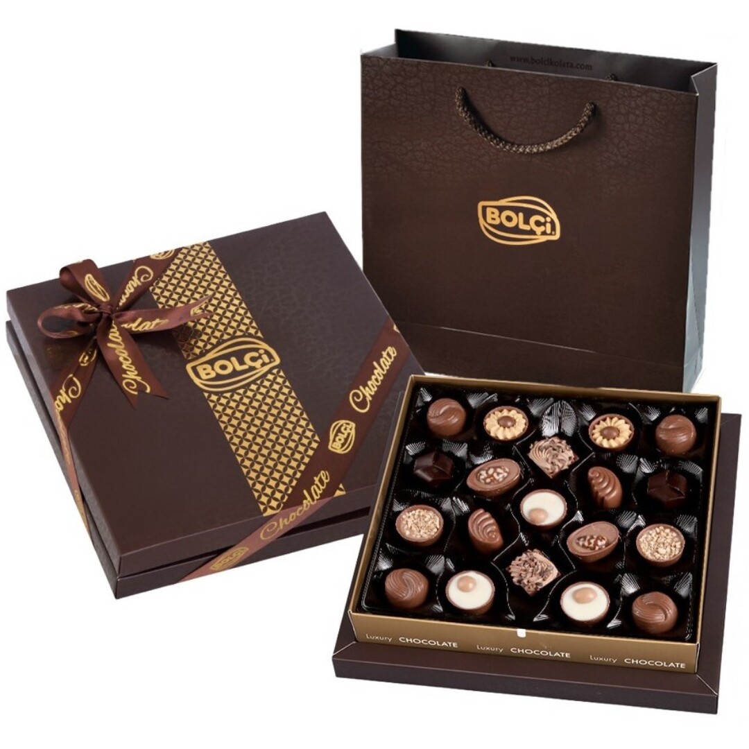 BOLCI Diamond Brown Box - Mix pralinek s dárkovou taškou 215 g