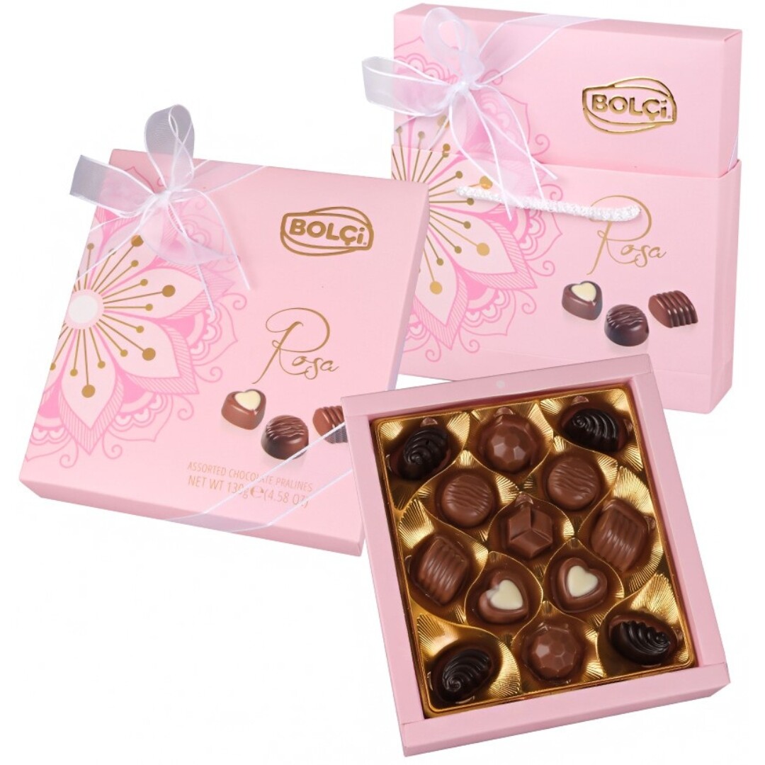 BOLCI Rosa Pastel - Mix pralinek s dárkovou taškou 130 g