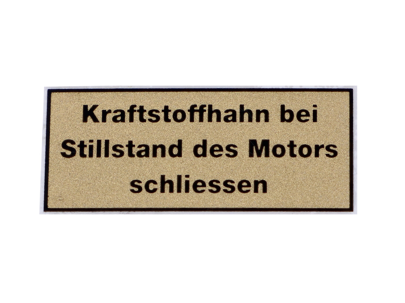 Samolepka MOGA zavřít palivový kohout 35x16mm pro Zündapp, Kreidler, Hercules, Sachs, Puch, KTM, DKW