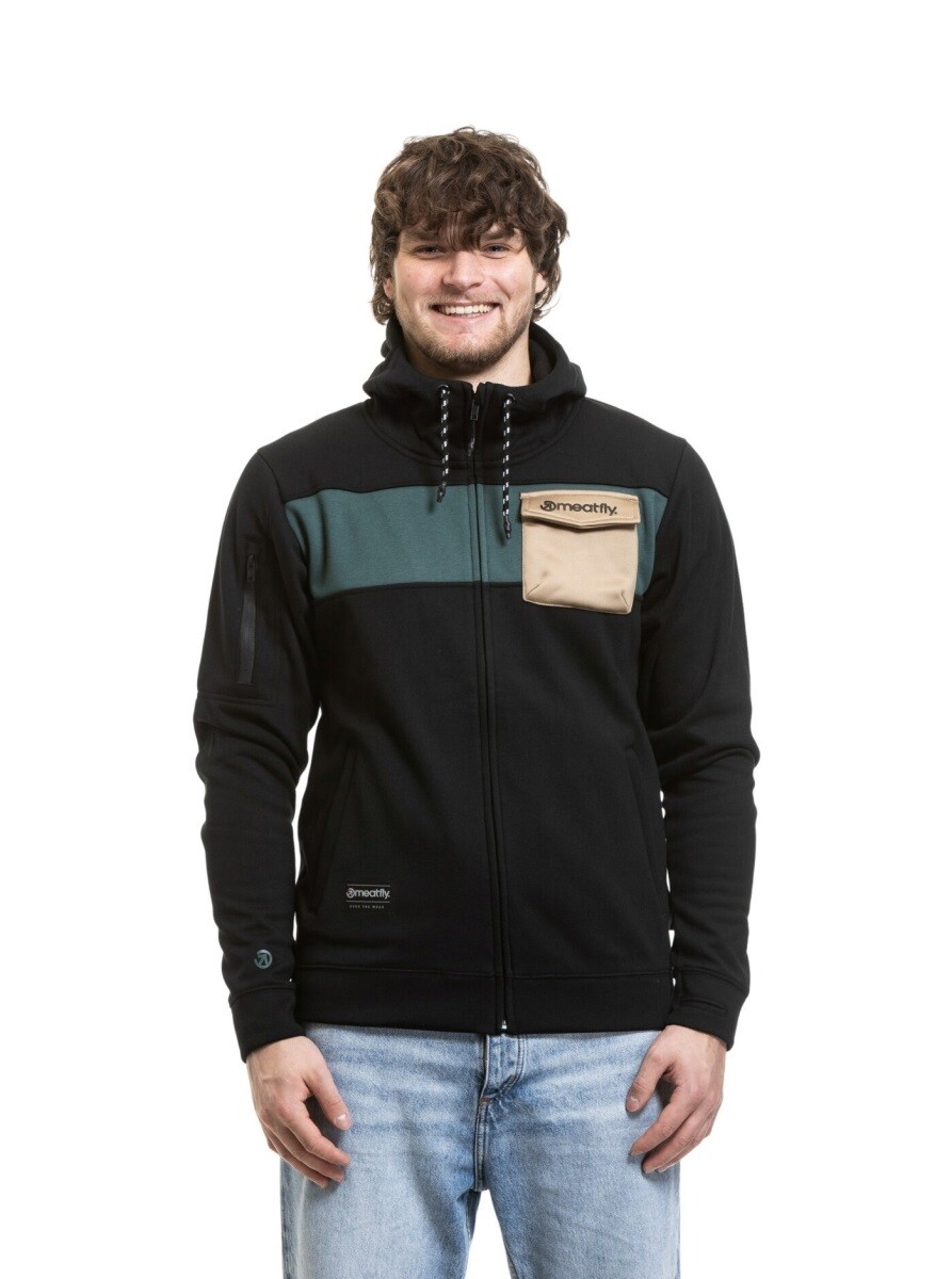 Pánská technická mikina meatfly josh černá/béžová s