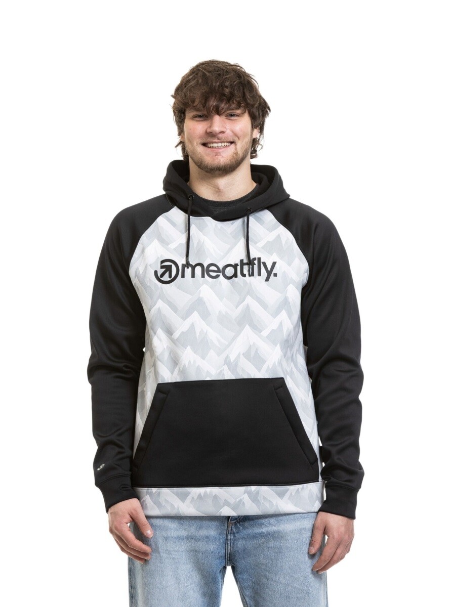 Pánská technická mikina meatfly gravel bílá/černá s