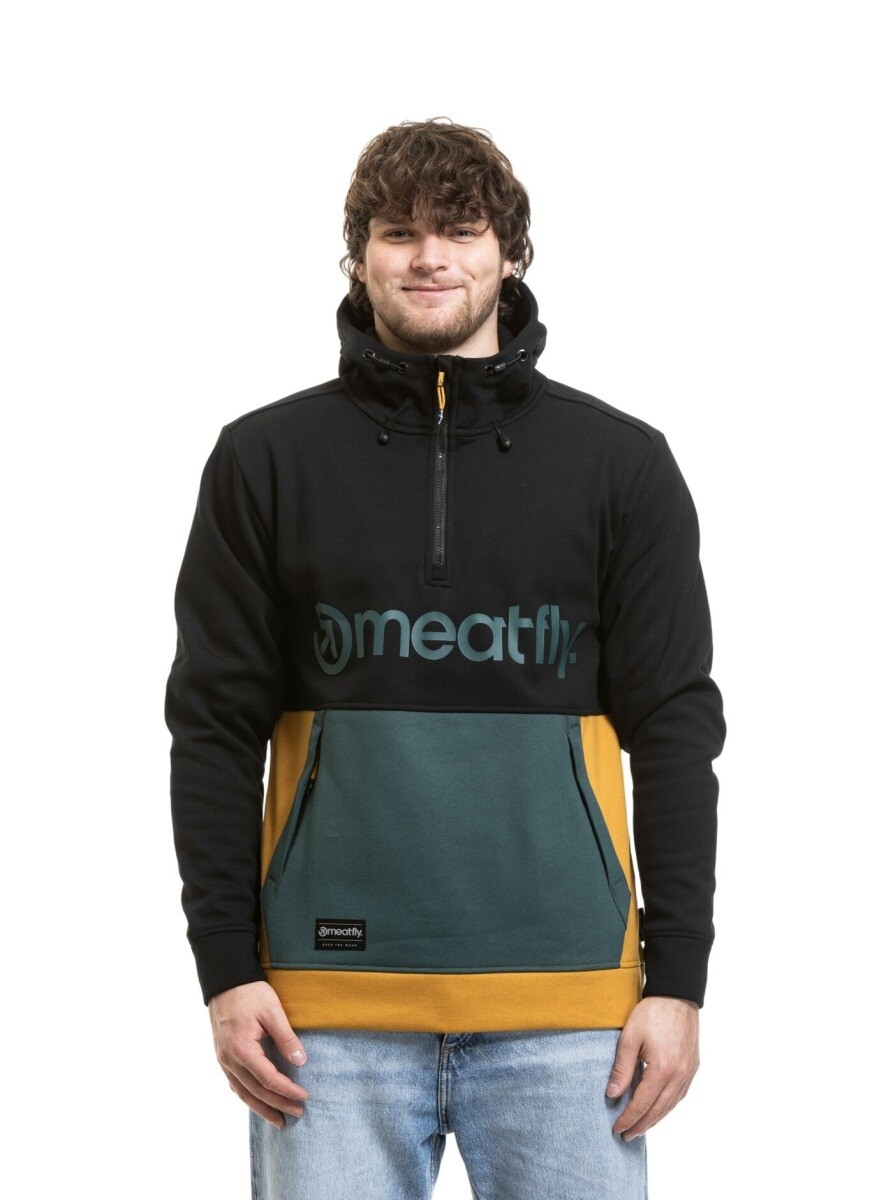 Pánská technická mikina meatfly tason černá/zelená m