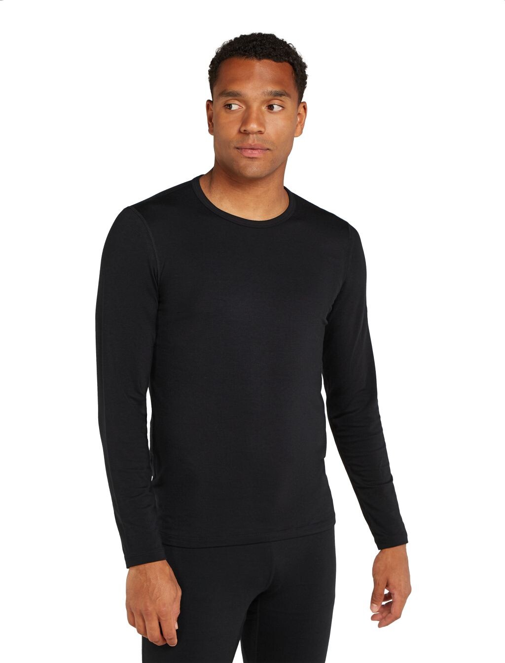 Pánské merino tričko s dlouhým rukávem ICEBREAKER Mens Core Heavyweight LS Crewe, Black velikost: S