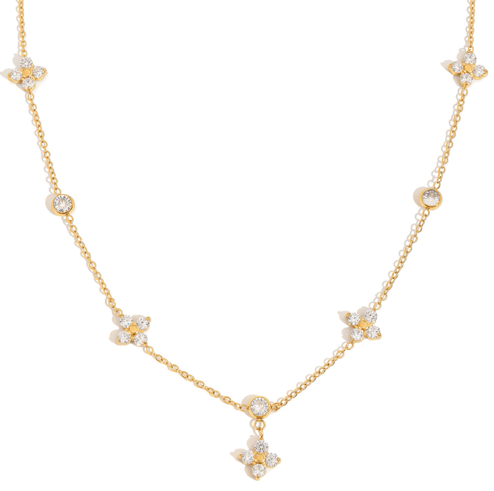 ELENYS Floral Shine – pozlacený náhrdelník 18K žluté zlato Délka: 44+5 cm / max. 49 cm