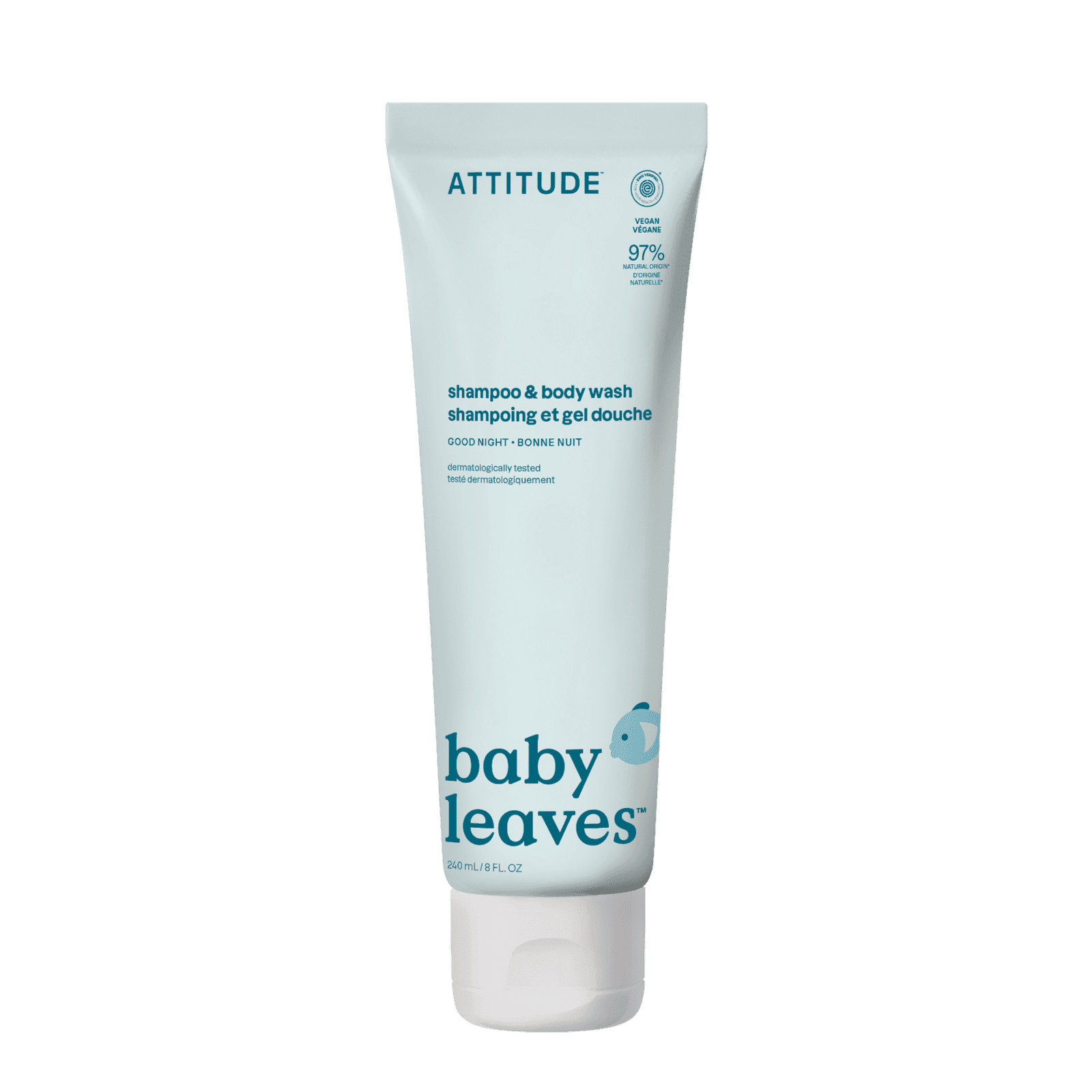 ATTITUDE Dětský šampon a tělové mýdlo (2 v 1) Baby leaves s vůní Good night 240 ml