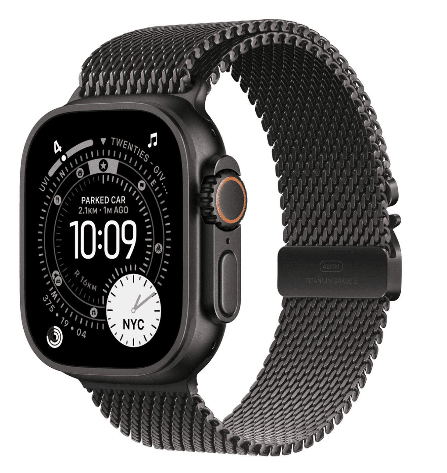 APPLE Watch Ultra 3 GPS + Cellular 49mm černý titan - černý titanový milánský tah - S
