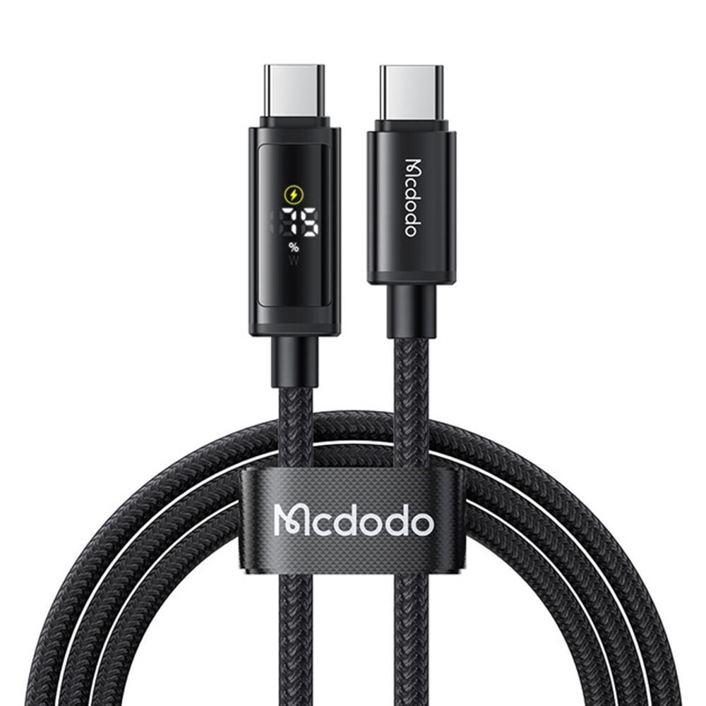 Mcdodo – datový kabel (CA-8000) – USB-C na USB-C, duální LED displej, 100W, rychlé nabíjení, 1,2m – černý
