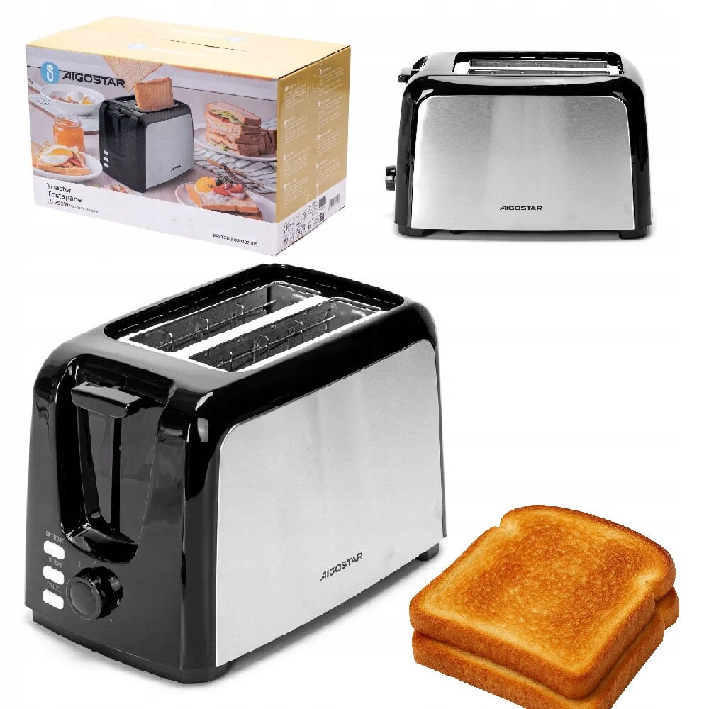 Multifunkční toustovač Easton 7 stupňů opékání 750 W na dvě plátky