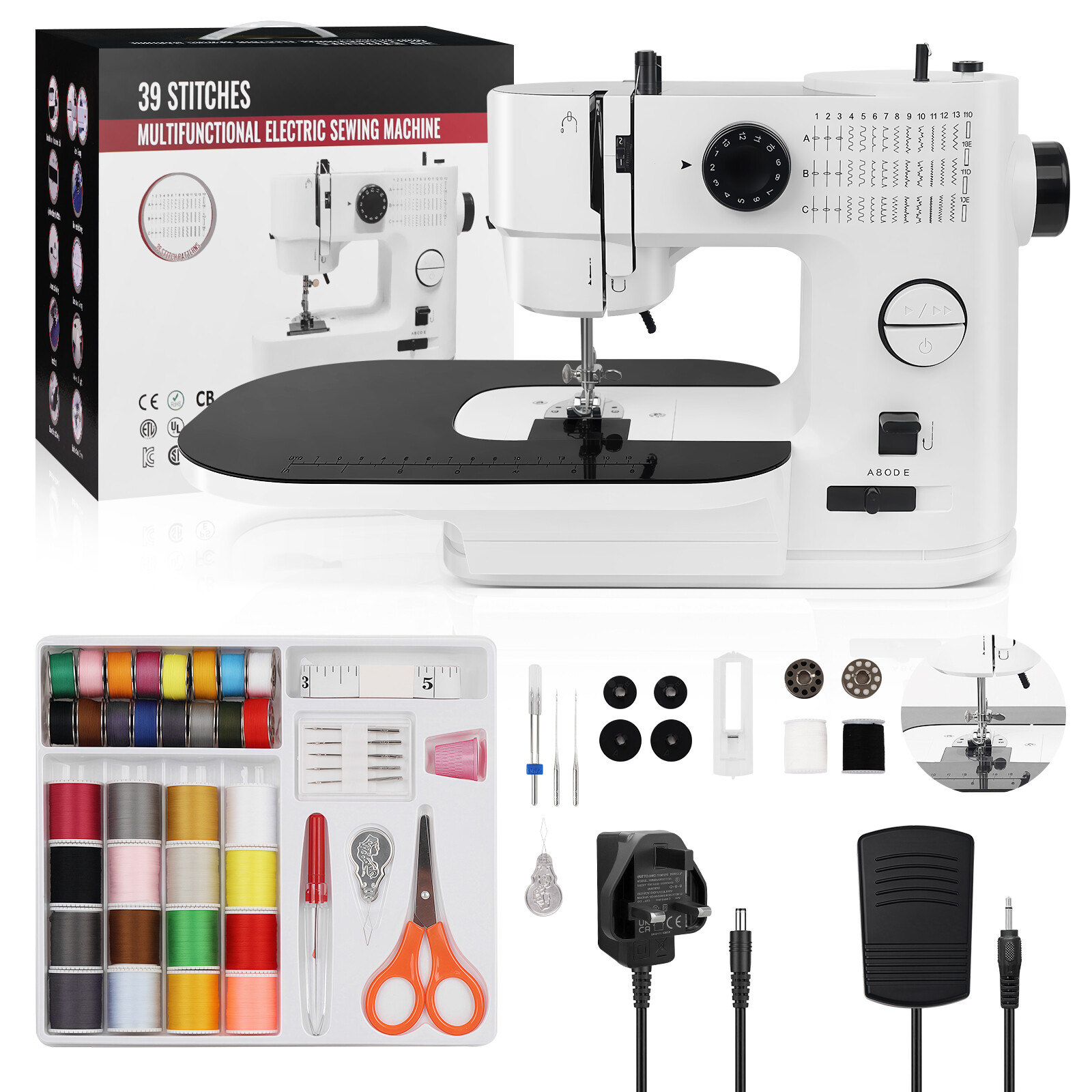 Domácí Mechanický Šicí Stroj 40 Druhy Stehů SM-638 Bonus