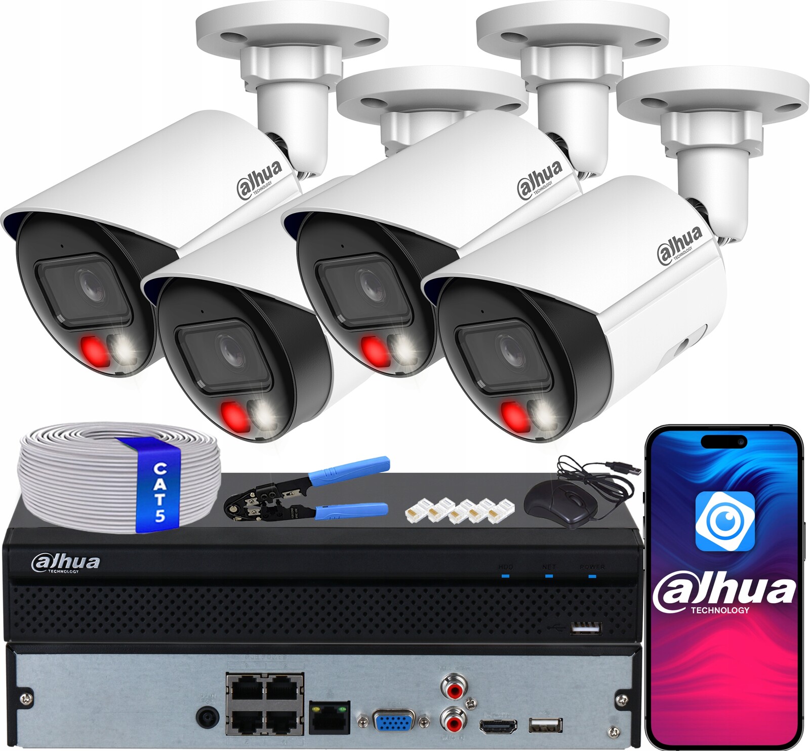 Monitorovací sada 4x IPC-HFW2649S-S-IL 6Mp Dahua WizSense IR30m Dual Light