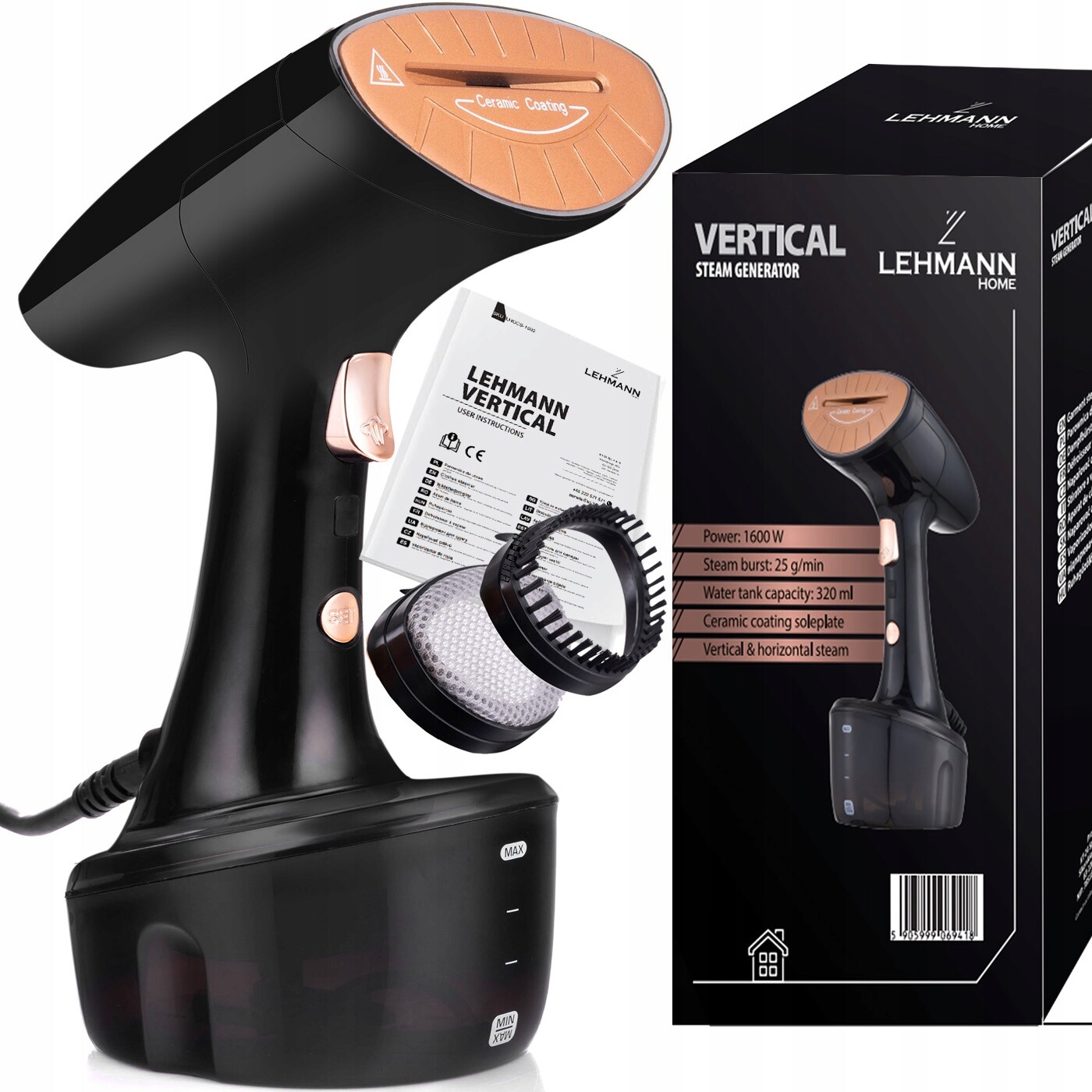 Napařovač Oděvů Steamer Žehlička Parní Žehlení Vertikálně Horizontálně 1600 W