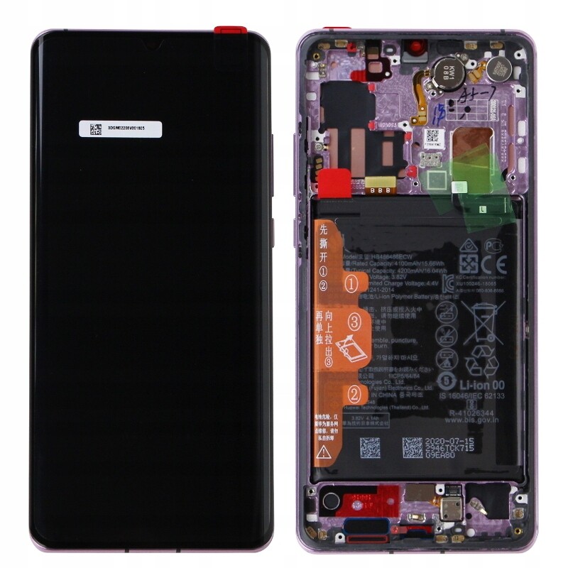 Originální Displej Huawei P30 Pro LCD Displej Rámeček Fialový