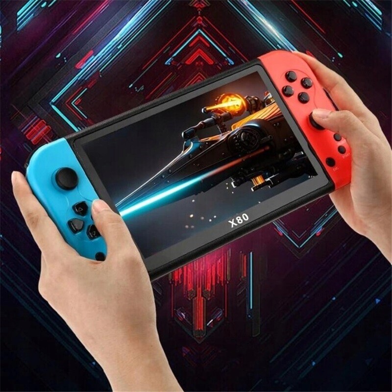 Mini Retro Konzole X80 Plus Přenosná 10000 Her Hra Pro Tv Displej 7''16GB