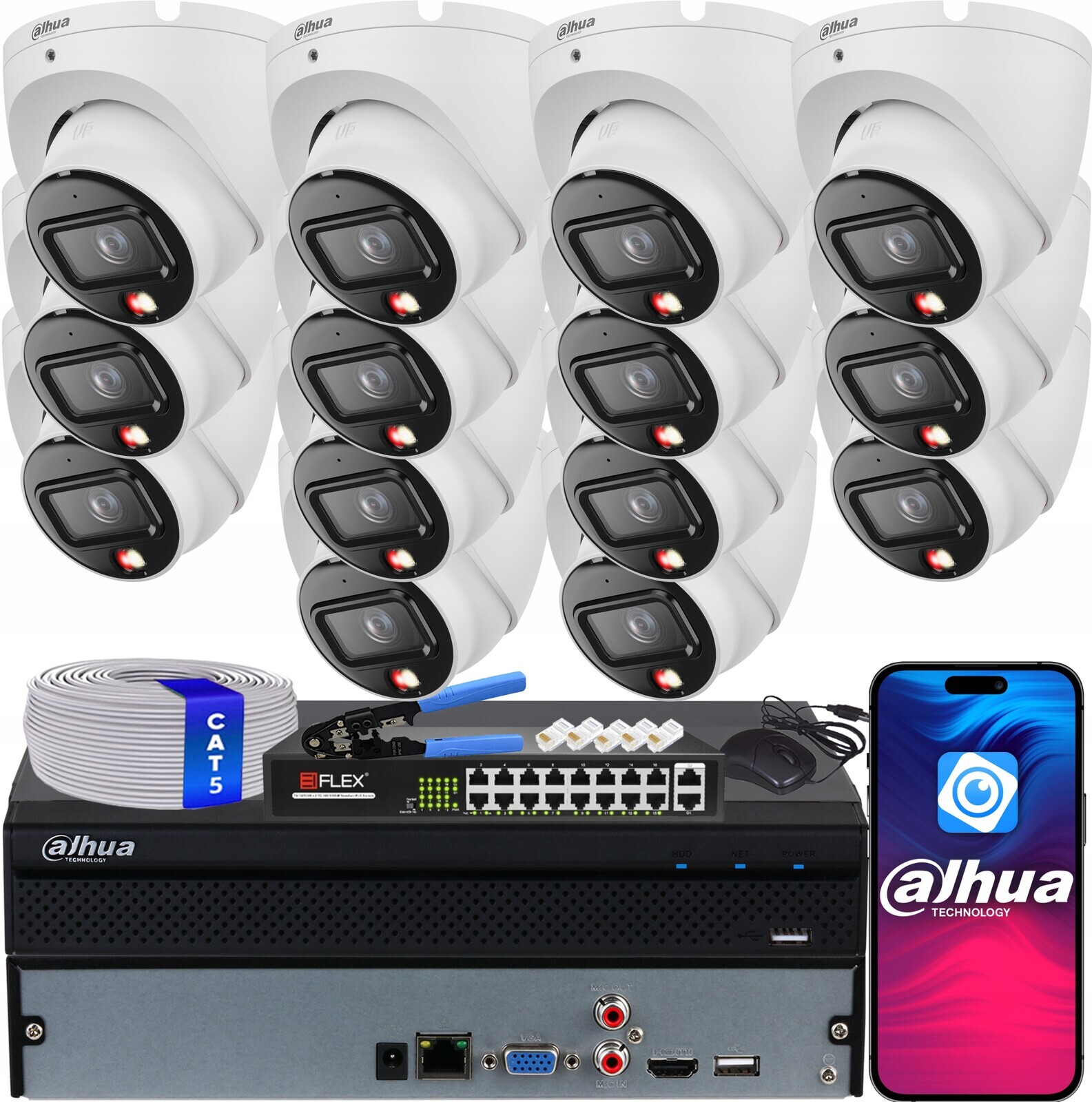 Ip monitorovací sada 14x IPC-HDW1839T-A-IL Smart Dual Light 8Mpx 4K Dahua