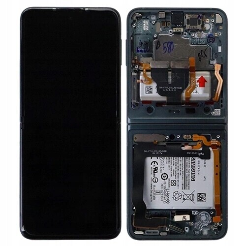 LCD Displej S Rámečkem Amoled Samsung Galaxy S Flipem 3 F711 Zelený