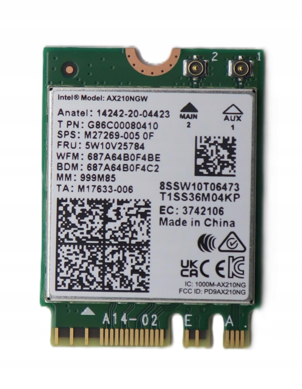 Originální karta Wlan PCIe Lenovo 5W10V25784 Intel WiFi 6e AX210 6GHz