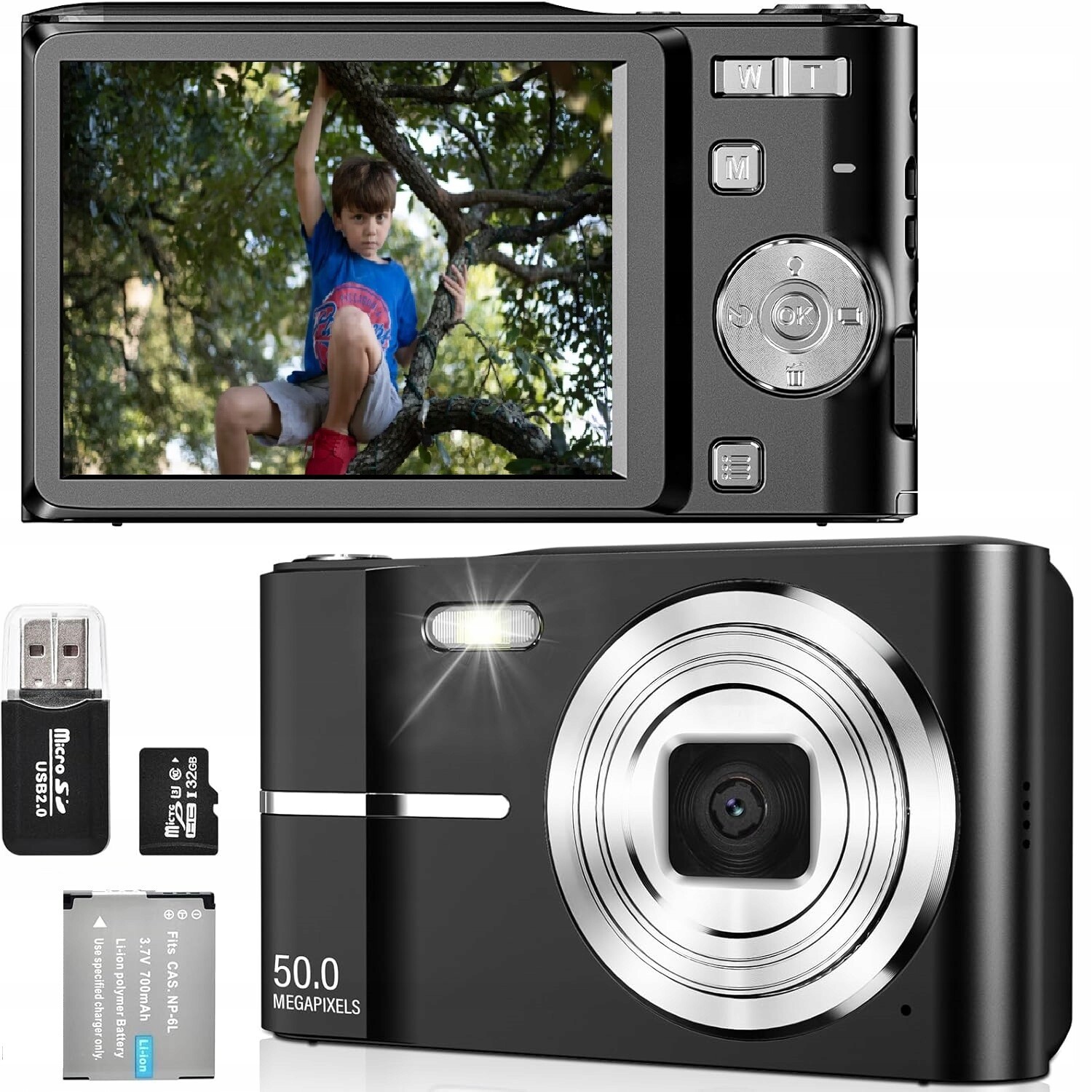 Digitální Fotoaparát S Flash Kartou S Rozpoznáváním Obličejů 16X 1080P