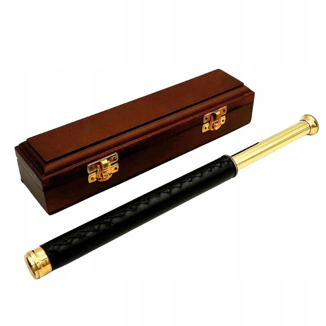 Mosazno-kožený Dalekohled V Dřevěné Krabičce – Námořnický Styl Dárek