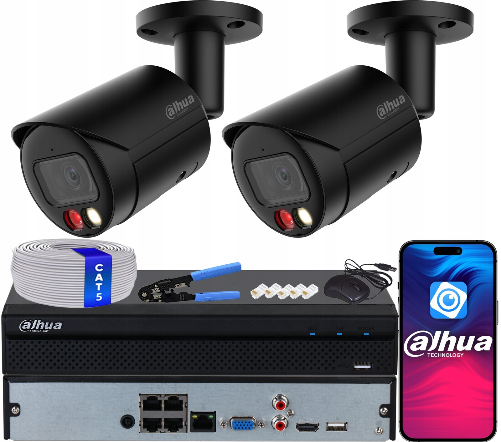 Monitorovací sada Dahua 2x 4MPx WizSense IPC-HFW2449S-S-IL-0280B-B PoE