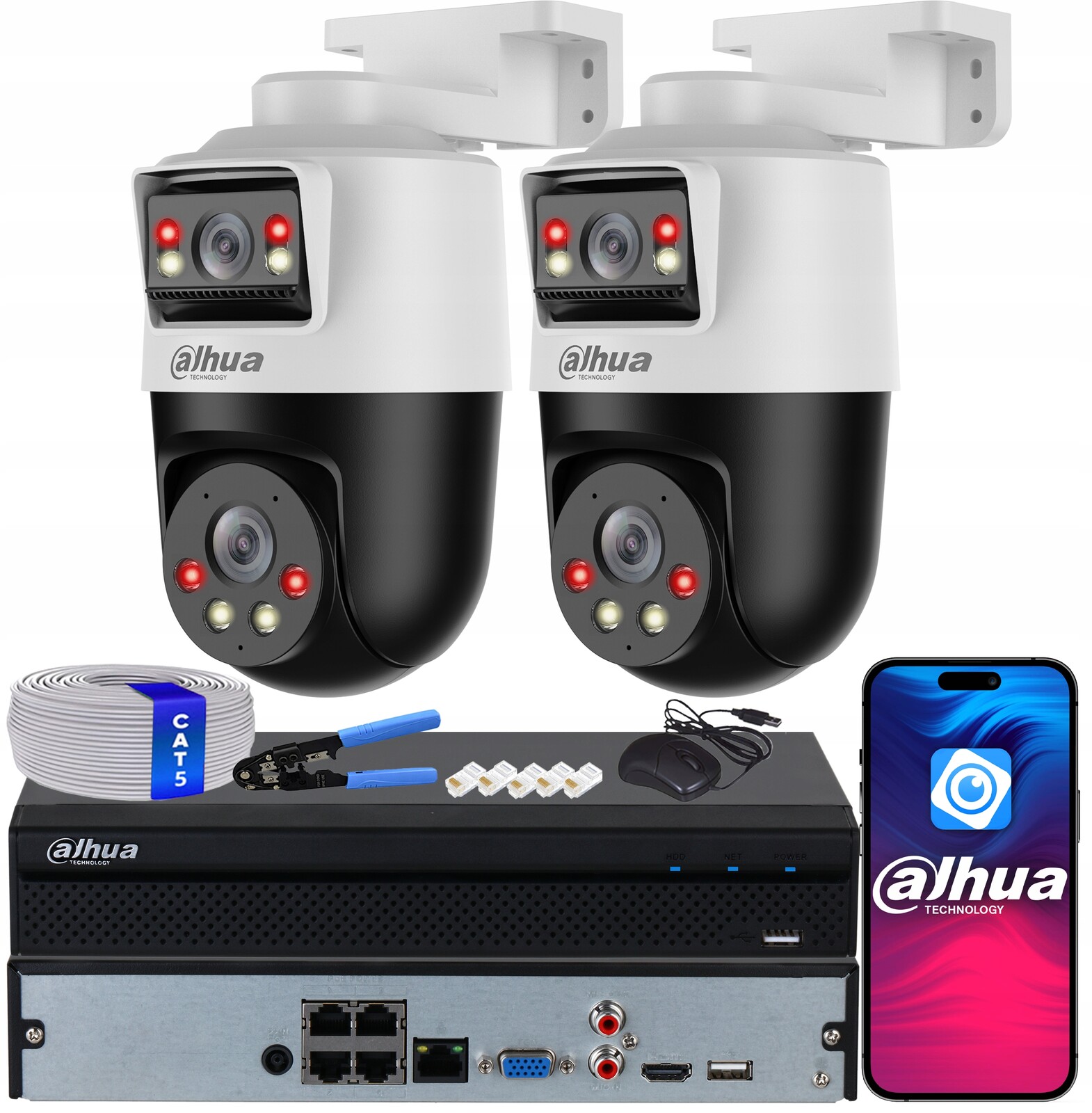 Sada pro monitorování 2 kamer Dahua 2Mpx SDT2A200-2F-NB-A-PV Ai Dual Light