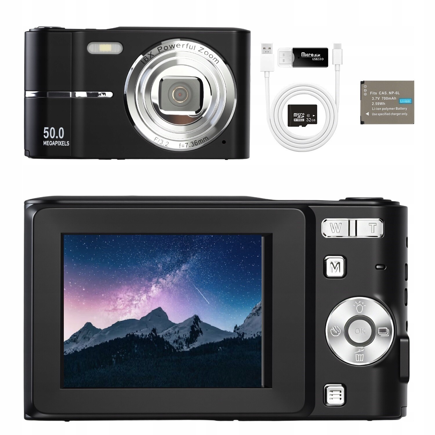 Digitální Fotoaparát S Flash Kartou 1080P S 16X Rozpoznáváním Obličejů Pro Děti Taška