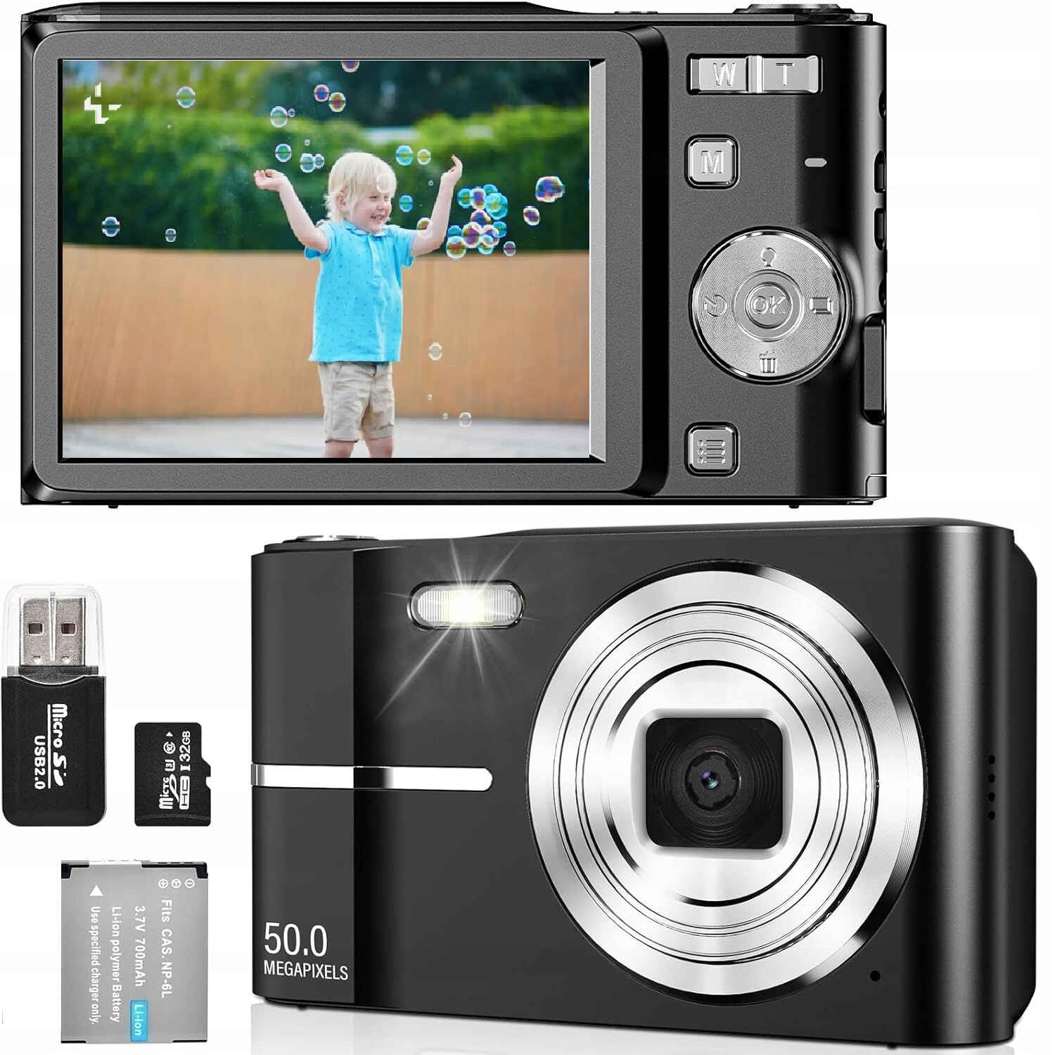 Hd Digitální Fotoaparát Přenosný Fotoaparát 1080P 50MP Se Stabilizací A 16X Zoomem