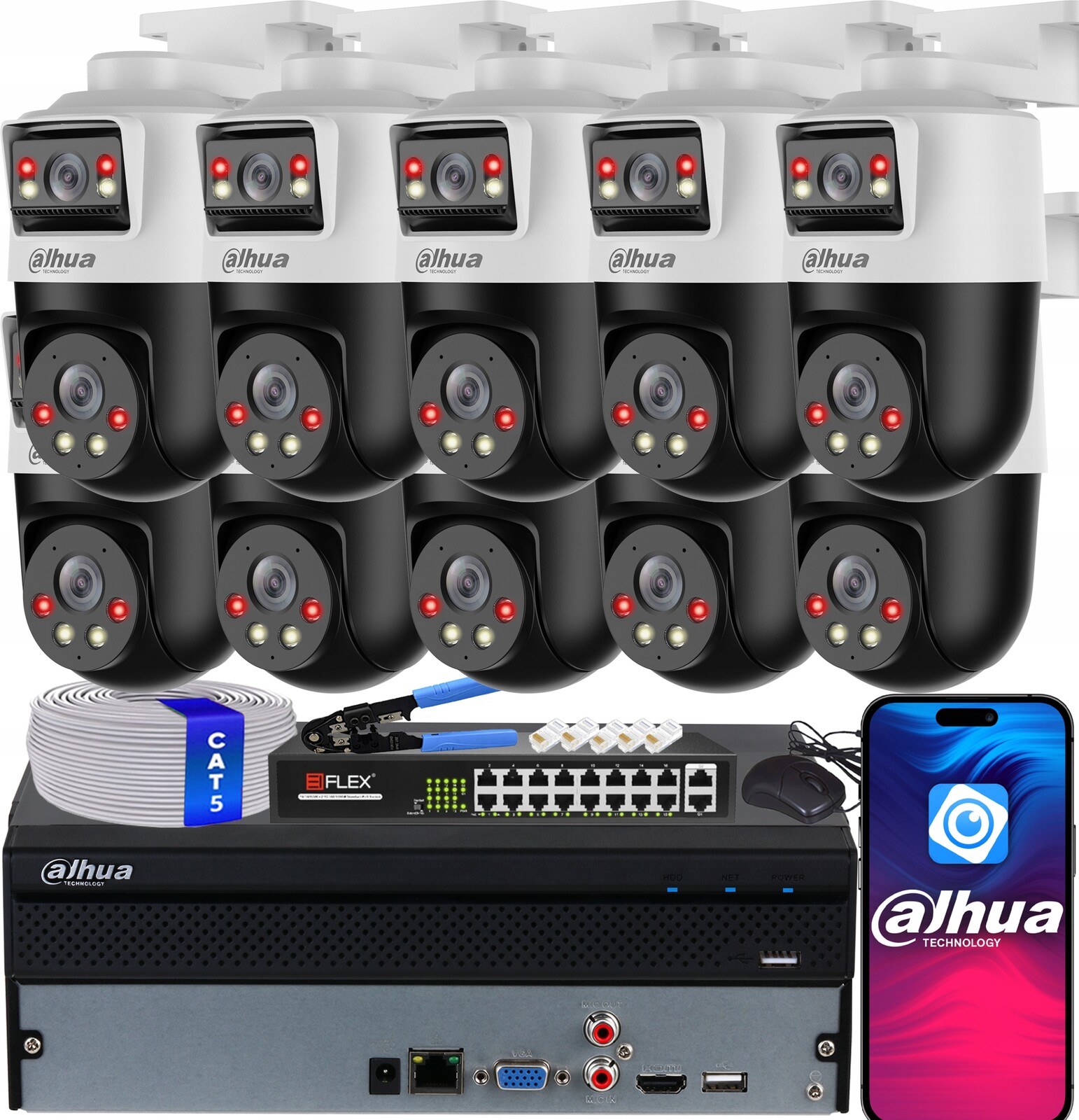 Sada pro monitorování 14x SDT2A200-2F-NB-A-PV Dahua 2Mpx Ai Dual Light