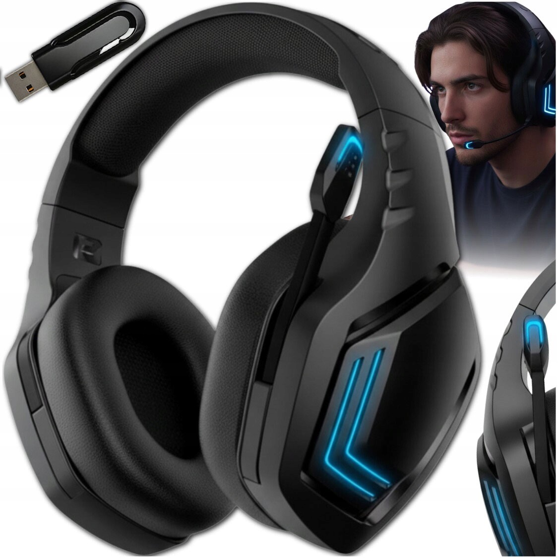 Herní Sluchátka Do Uší S Mikrofonem Bluetooth, Černá