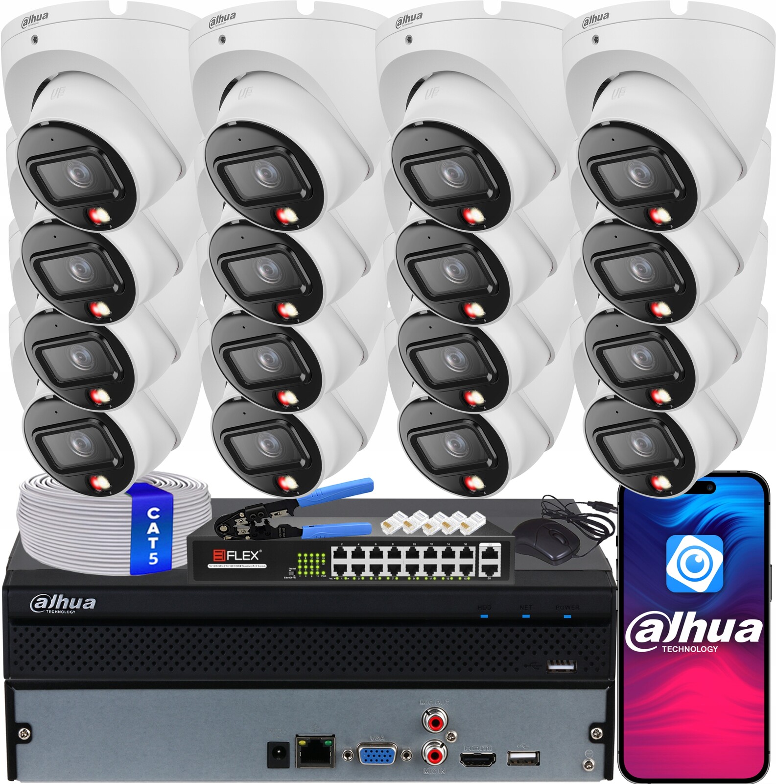 Ip monitorovací sada 16x IPC-HDW1839T-A-IL Smart Dual Light 8Mpx 4K Dahua