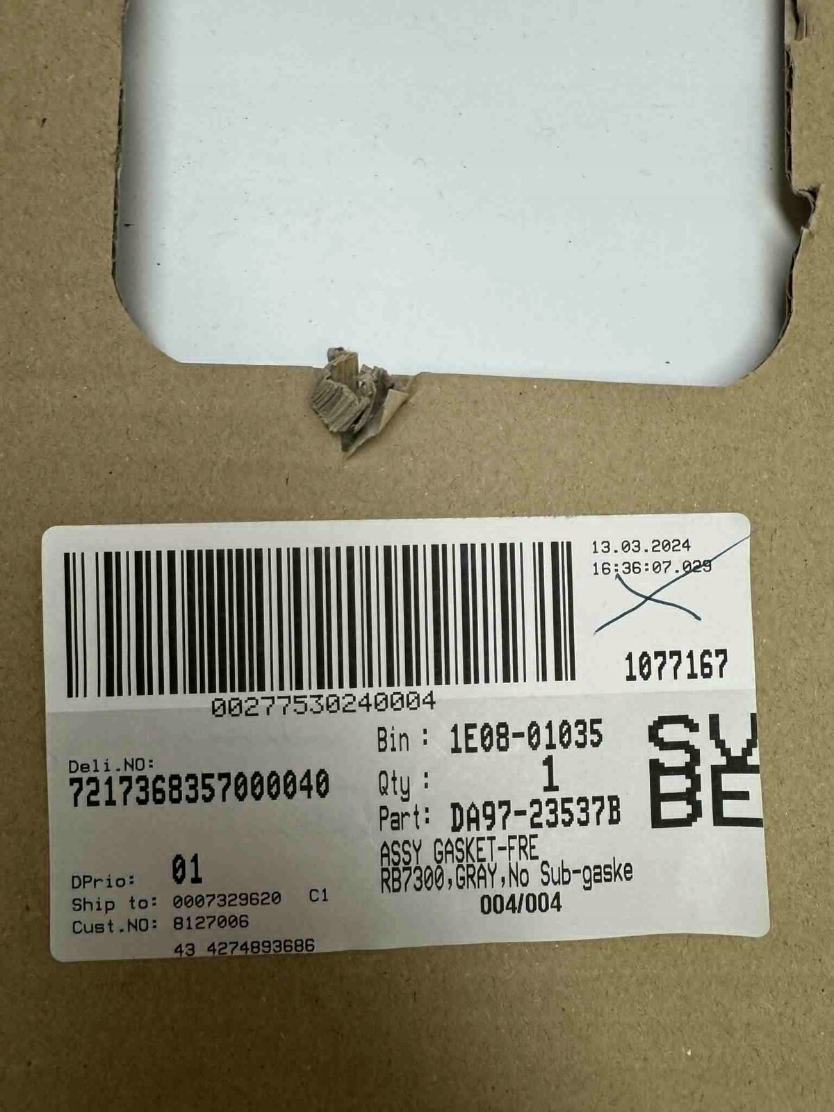 Těsnění dveří mrazničky pro ledničku 72 cm x 57 cm (DA97-23537B)