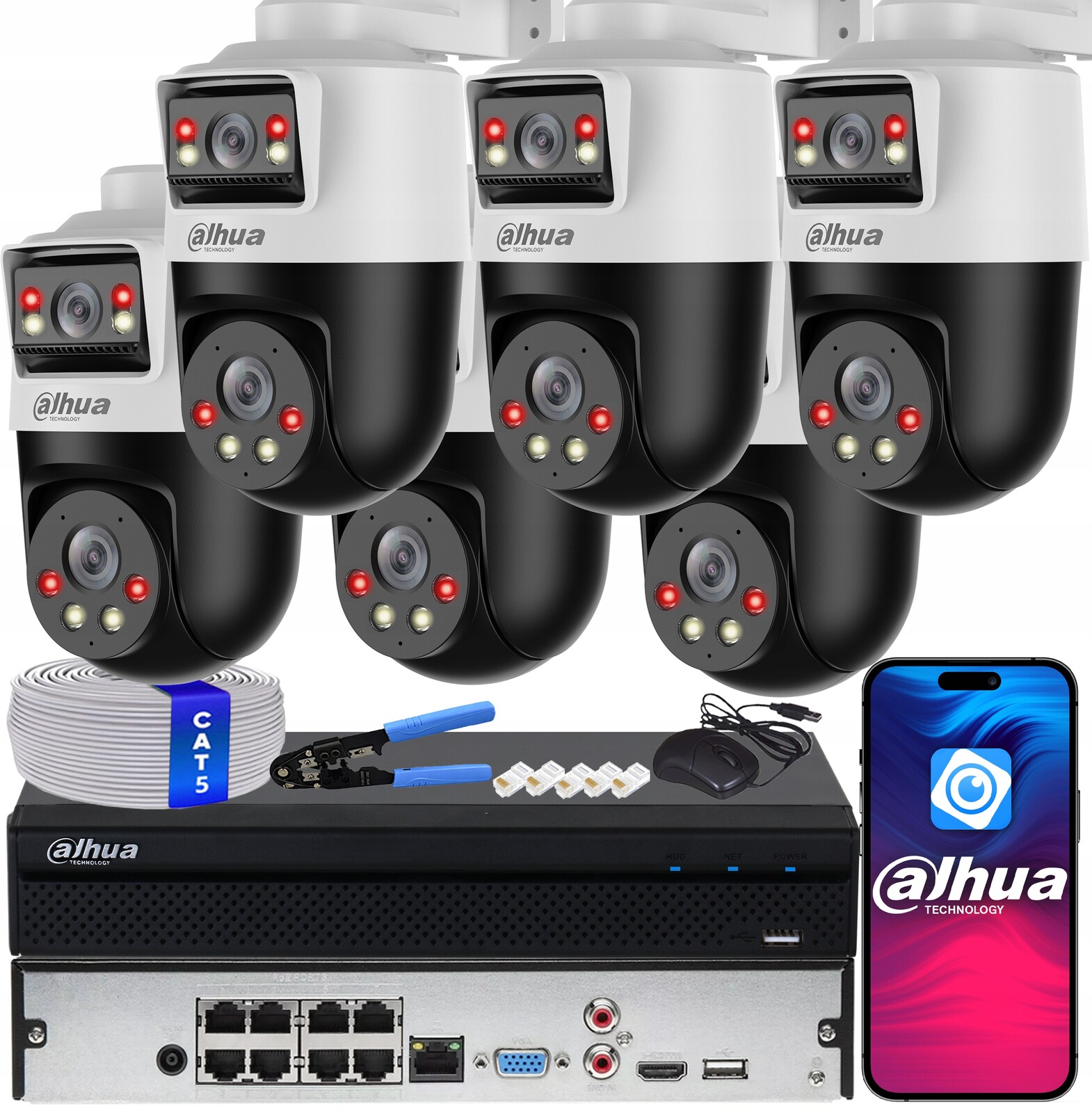 Sada pro monitorování 6 kamer Dahua 2Mpx SDT2A200-2F-NB-A-PV Ai Dual Light