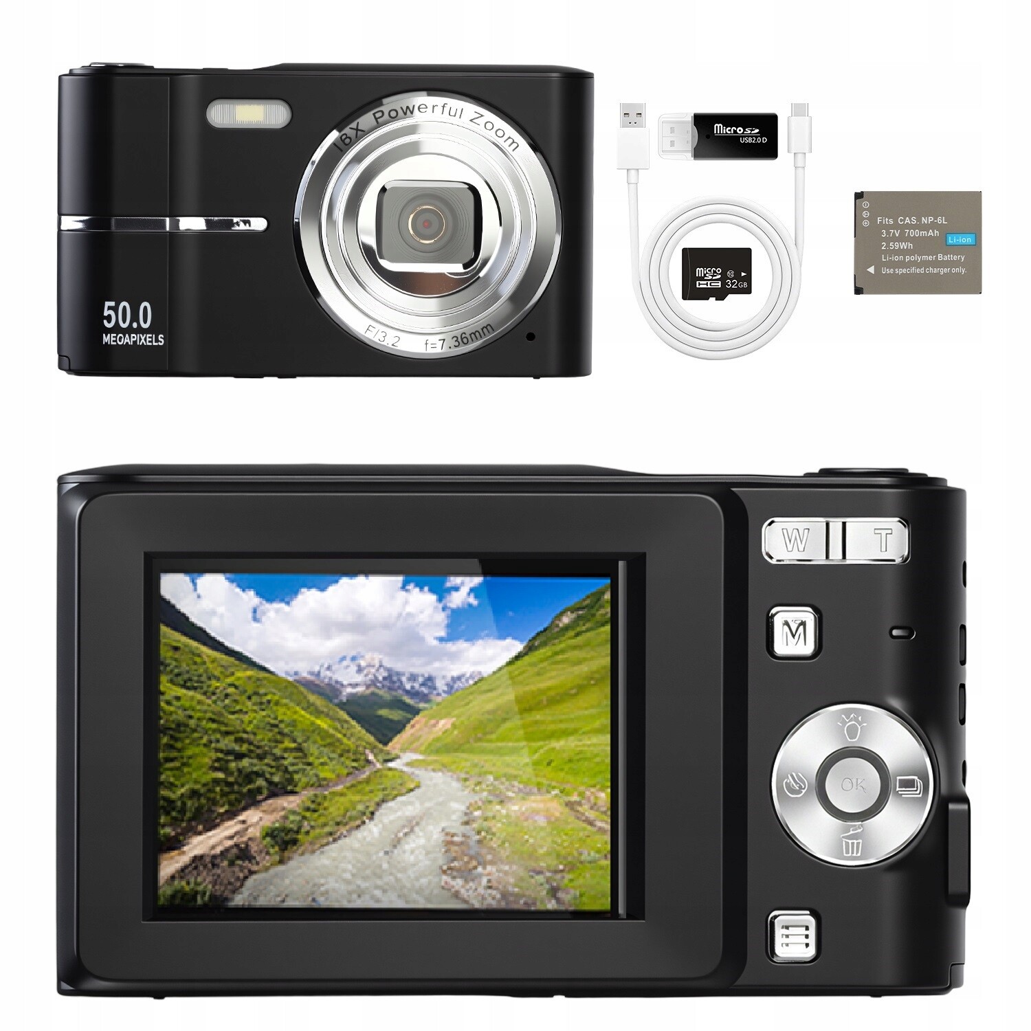 Digitální Fotoaparát S Flash Kartou S 16X Rozpoznáváním Obličejů 1080P+ Úložné Obaly