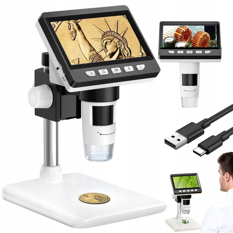 Digitální Vědecký Mikroskop S Displejem Hdd 1000X Servisní Kamera